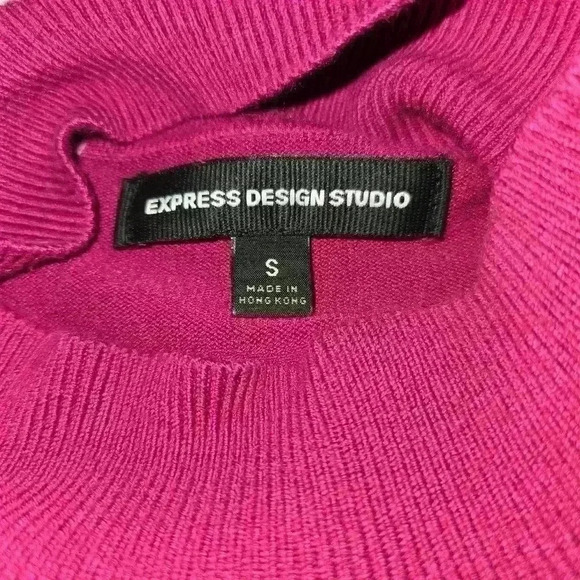 Express Design Studio Mock Turtleneck Cap Sleeve Sweater Fushia Size XS - Picture 6 of 7